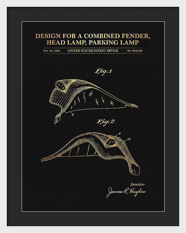 Combined Fender, Head Lamp And Parking Lamp Gold Patent Usd89429s