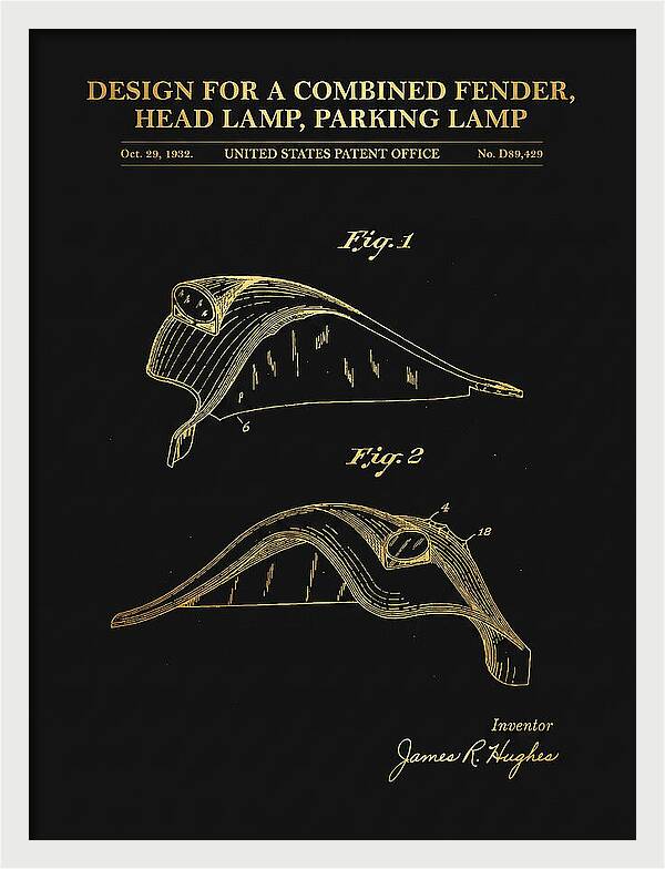 Combined Fender, Head Lamp And Parking Lamp Gold Patent Usd89429s