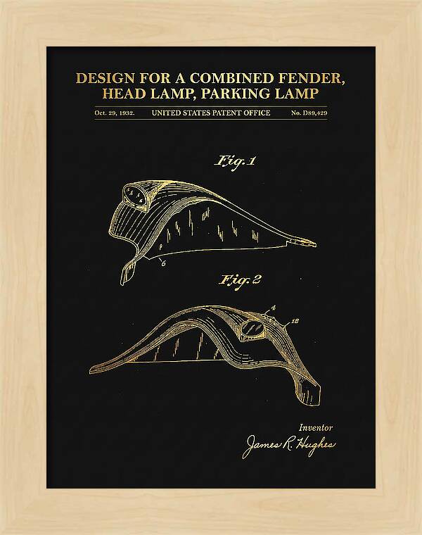 Combined Fender, Head Lamp And Parking Lamp Gold Patent Usd89429s