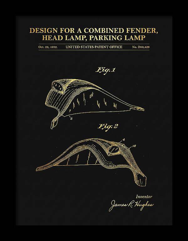Combined Fender, Head Lamp And Parking Lamp Gold Patent Usd89429s