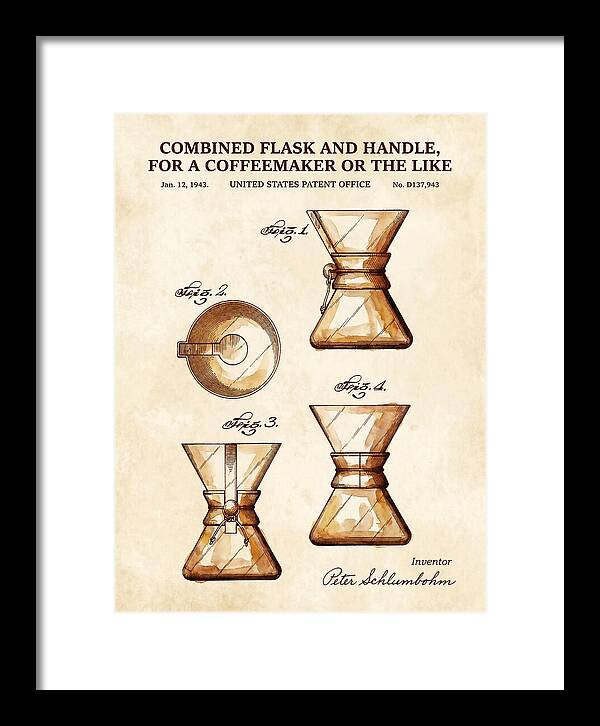Combined Flask And Handle For A Coffeemaker Chemex Watercolor Patent Usd137943s