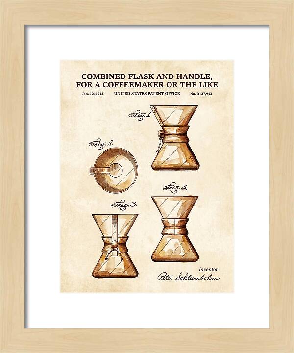 Combined Flask And Handle For A Coffeemaker Chemex Watercolor Patent Usd137943s