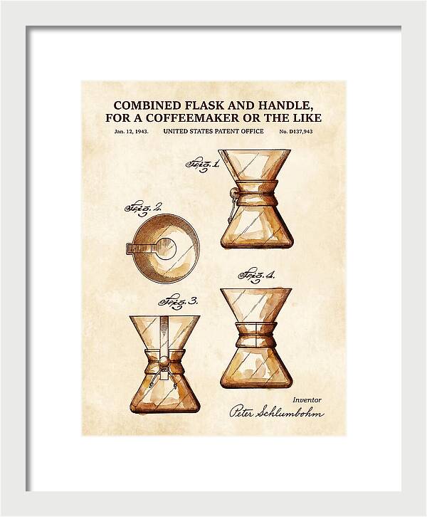 Combined Flask And Handle For A Coffeemaker Chemex Watercolor Patent Usd137943s