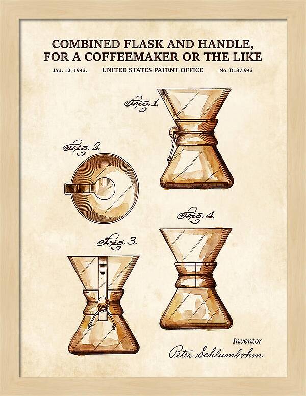 Combined Flask And Handle For A Coffeemaker Chemex Watercolor Patent Usd137943s