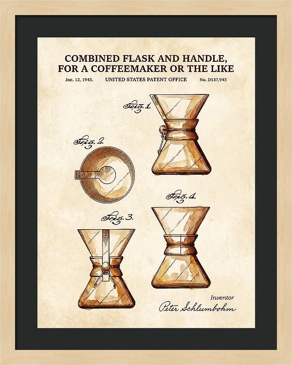 Combined Flask And Handle For A Coffeemaker Chemex Watercolor Patent Usd137943s