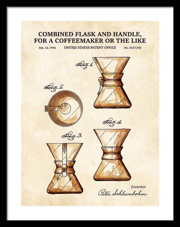 Combined Flask And Handle For A Coffeemaker Chemex Watercolor Patent Usd137943s