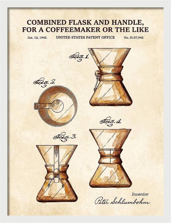 Combined Flask And Handle For A Coffeemaker Chemex Watercolor Patent Usd137943s