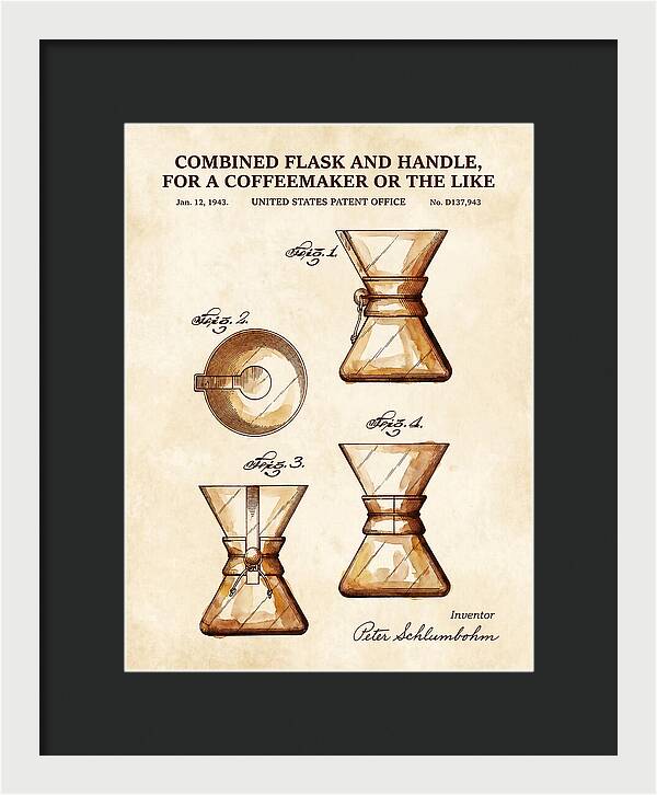 Combined Flask And Handle For A Coffeemaker Chemex Watercolor Patent Usd137943s