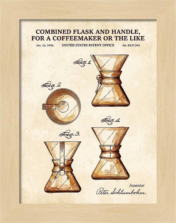 Combined Flask And Handle For A Coffeemaker Chemex Watercolor Patent Usd137943s