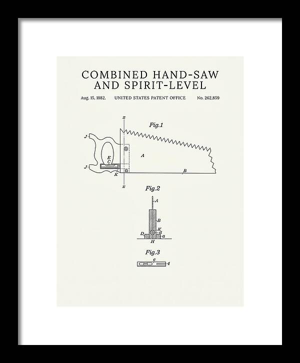 Combined Hand Saw And Spirit Level Minimalist Patent Us262859a
