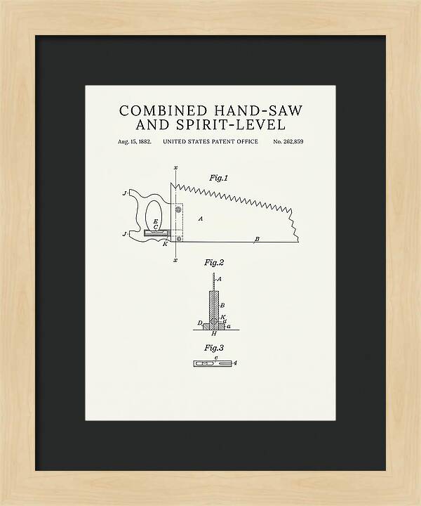 Combined Hand Saw And Spirit Level Minimalist Patent Us262859a