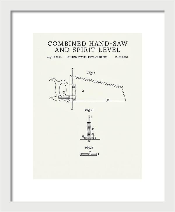 Combined Hand Saw And Spirit Level Minimalist Patent Us262859a