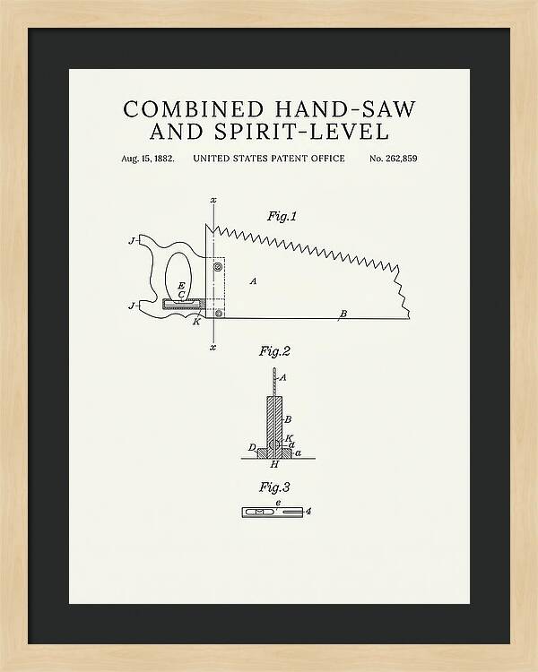 Combined Hand Saw And Spirit Level Minimalist Patent Us262859a