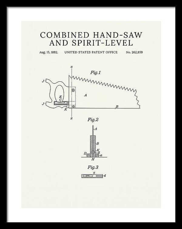 Combined Hand Saw And Spirit Level Minimalist Patent Us262859a