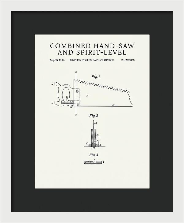 Combined Hand Saw And Spirit Level Minimalist Patent Us262859a