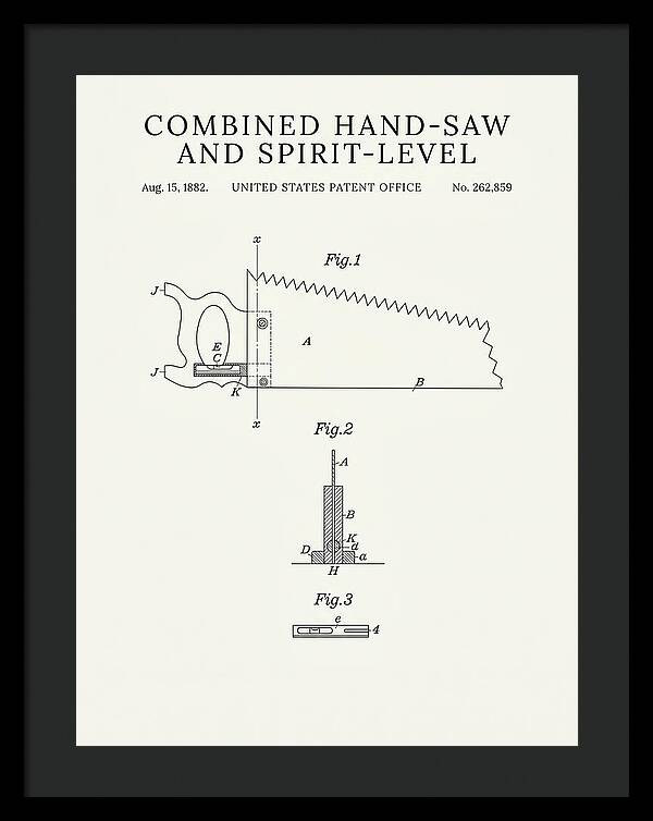 Combined Hand Saw And Spirit Level Minimalist Patent Us262859a