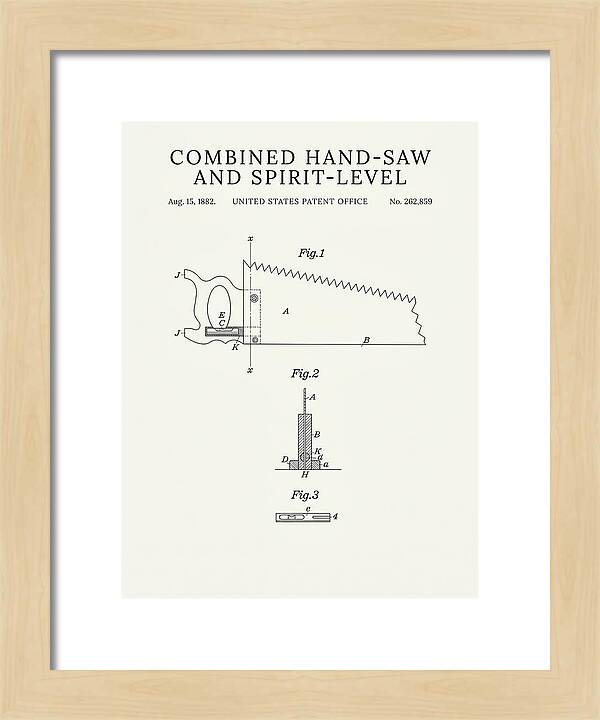 Combined Hand Saw And Spirit Level Minimalist Patent Us262859a