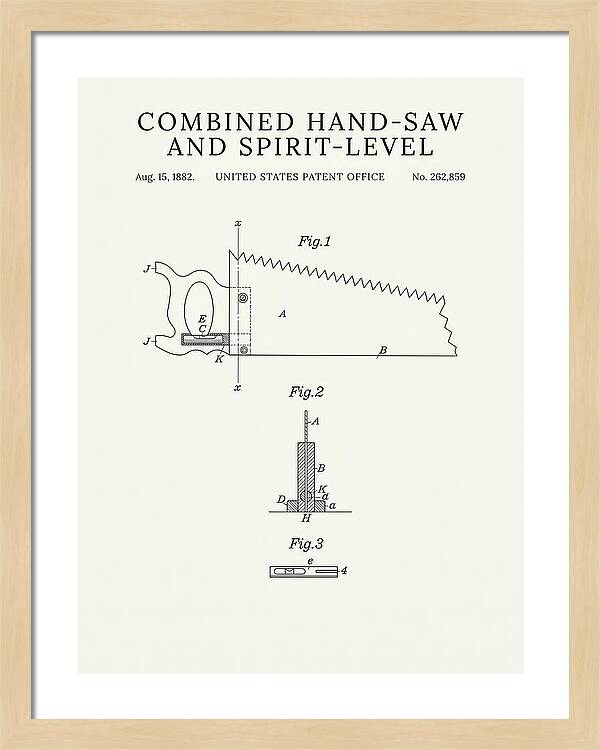 Combined Hand Saw And Spirit Level Minimalist Patent Us262859a