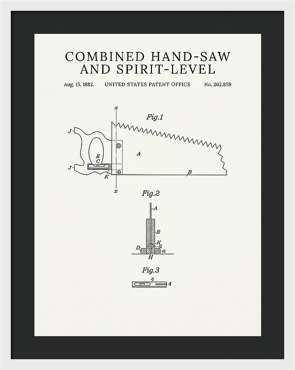 Combined Hand Saw And Spirit Level Minimalist Patent Us262859a