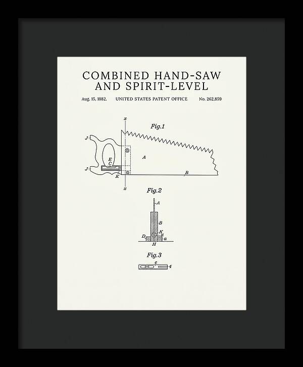 Combined Hand Saw And Spirit Level Minimalist Patent Us262859a