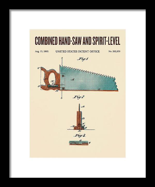 Combined Hand Saw And Spirit Level Retro Patent Us262859a