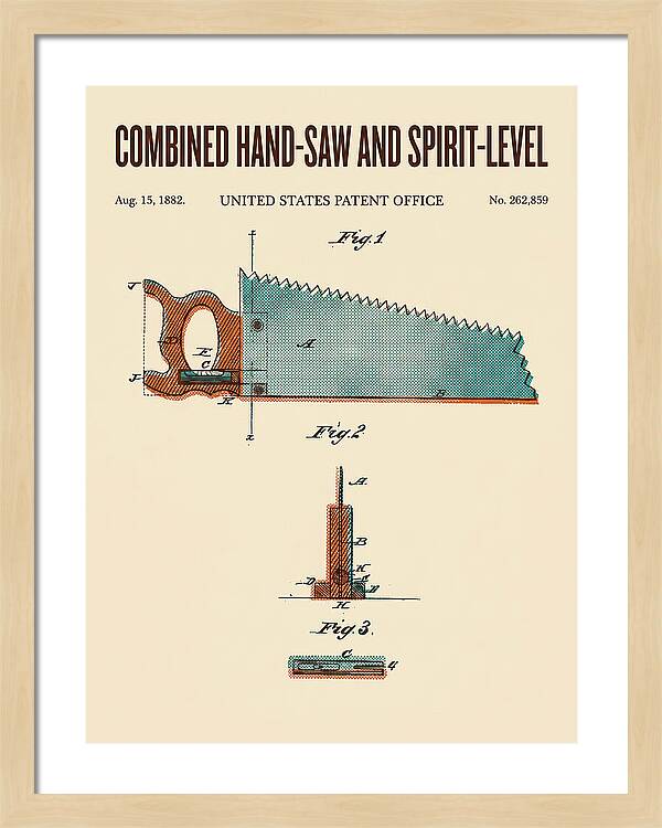 Combined Hand Saw And Spirit Level Retro Patent Us262859a