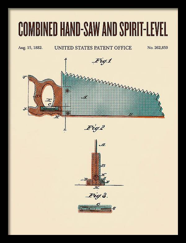 Combined Hand Saw And Spirit Level Retro Patent Us262859a