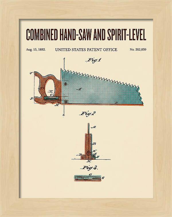 Combined Hand Saw And Spirit Level Retro Patent Us262859a