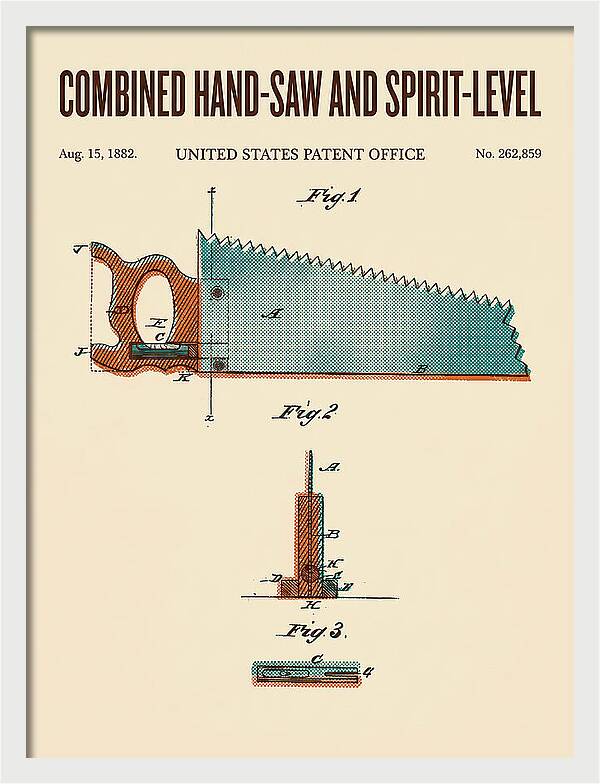 Combined Hand Saw And Spirit Level Retro Patent Us262859a