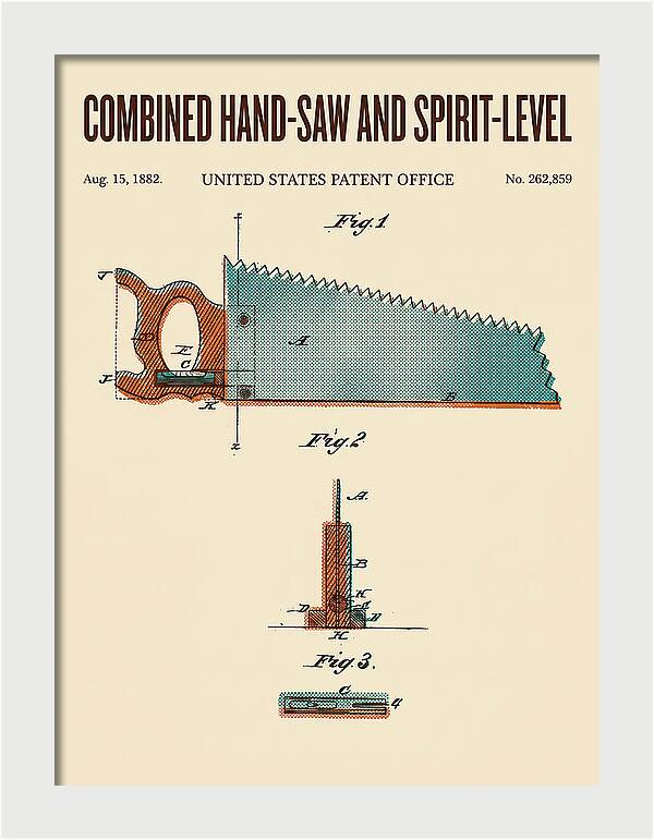 Combined Hand Saw And Spirit Level Retro Patent Us262859a