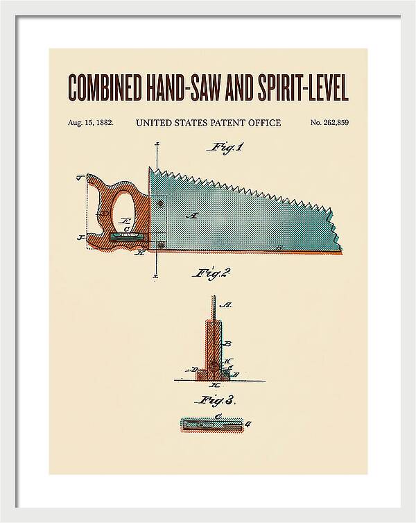 Combined Hand Saw And Spirit Level Retro Patent Us262859a