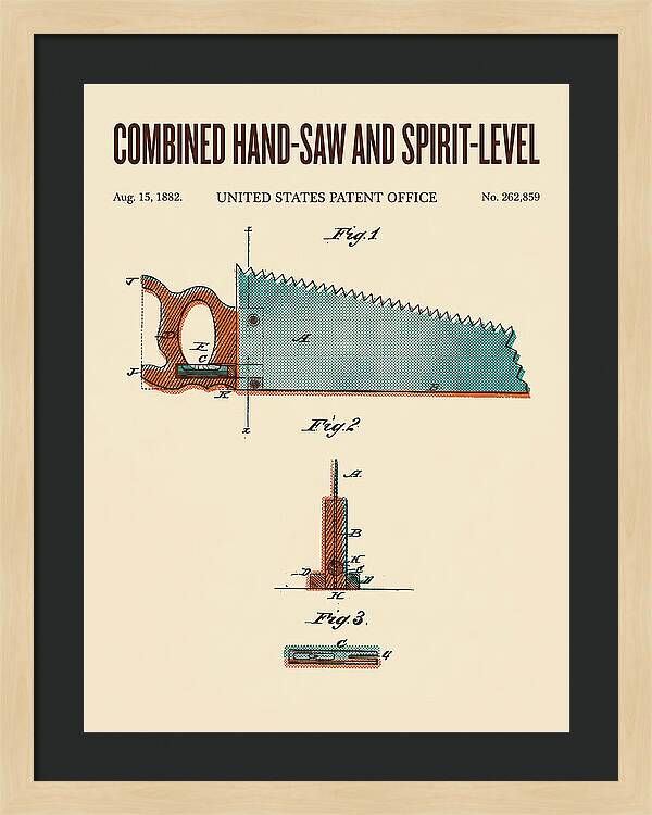 Combined Hand Saw And Spirit Level Retro Patent Us262859a