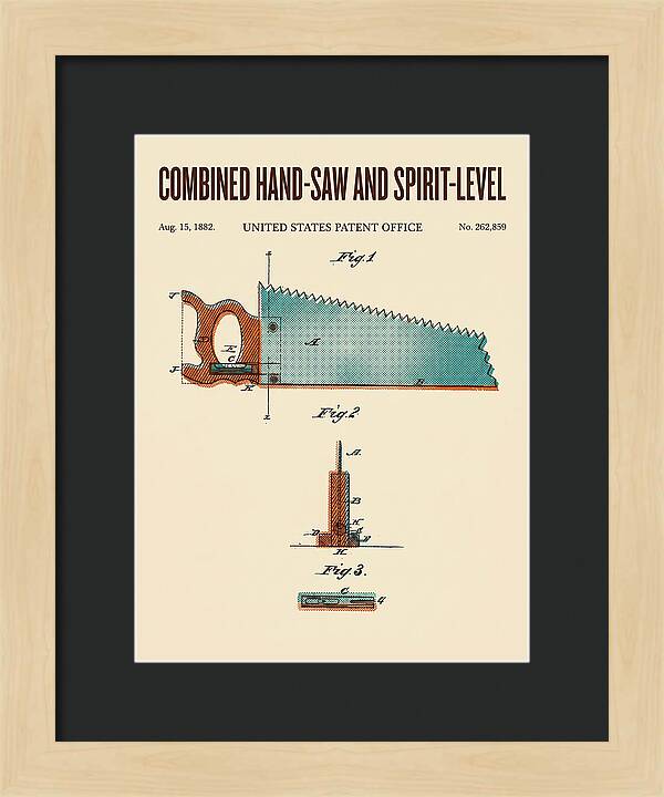 Combined Hand Saw And Spirit Level Retro Patent Us262859a
