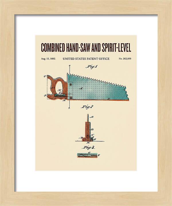 Combined Hand Saw And Spirit Level Retro Patent Us262859a