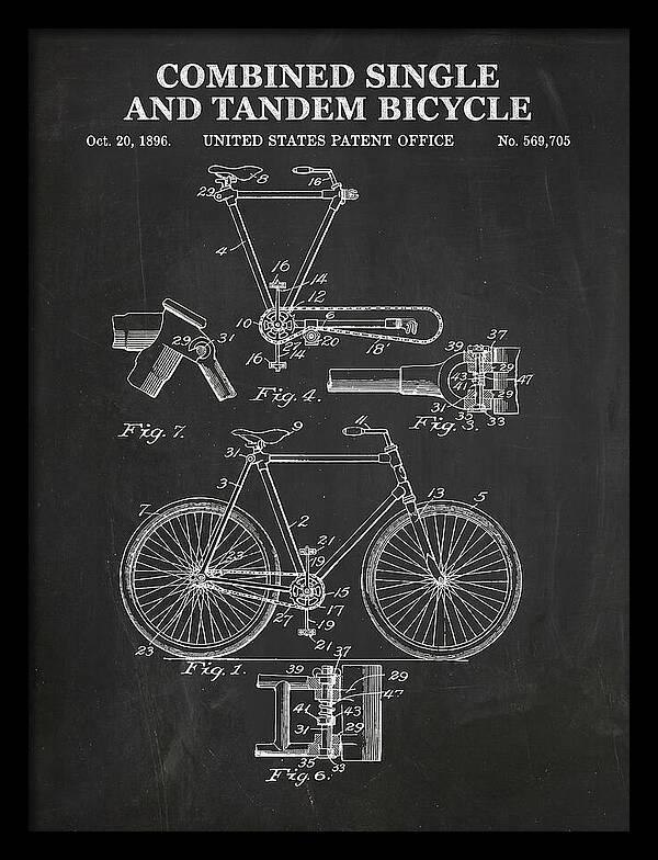 Combined Single And Tandem Bicycle Chalkboard Patent Us569705a
