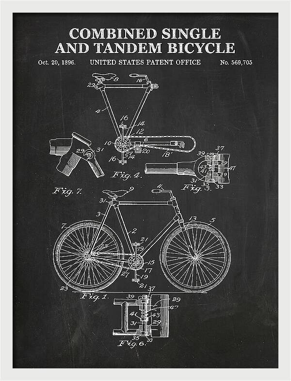 Combined Single And Tandem Bicycle Chalkboard Patent Us569705a