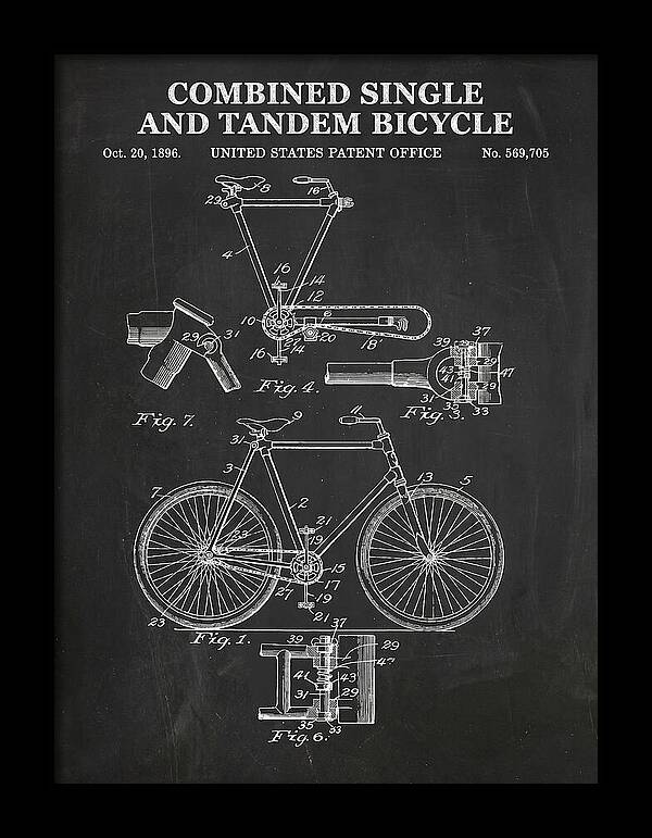 Combined Single And Tandem Bicycle Chalkboard Patent Us569705a