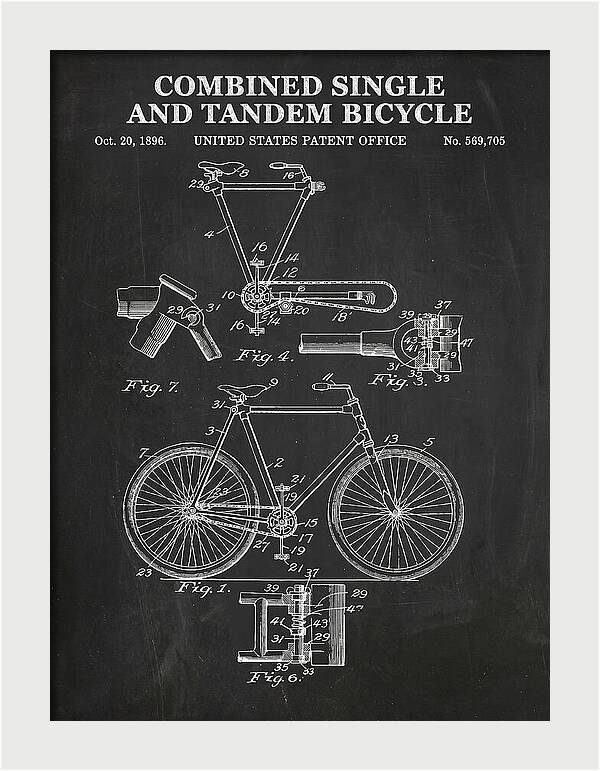 Combined Single And Tandem Bicycle Chalkboard Patent Us569705a