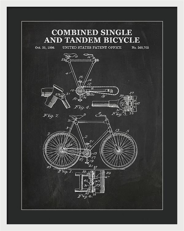 Combined Single And Tandem Bicycle Chalkboard Patent Us569705a