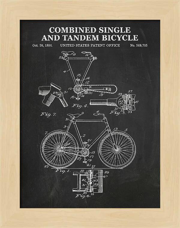 Combined Single And Tandem Bicycle Chalkboard Patent Us569705a
