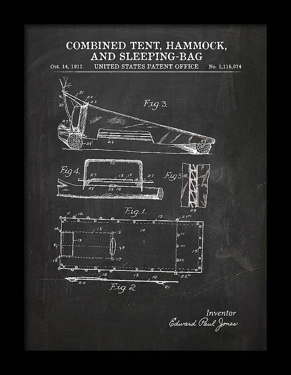 Combined Tent, Hammock, And Sleeping Bag Chalkboard Patent Us1116074a