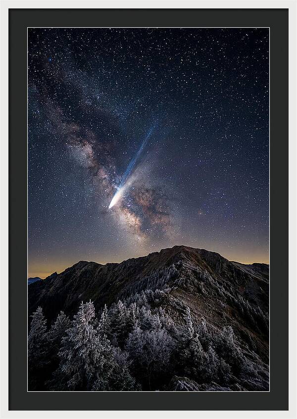 Comet Tail Over Majestic Peaks