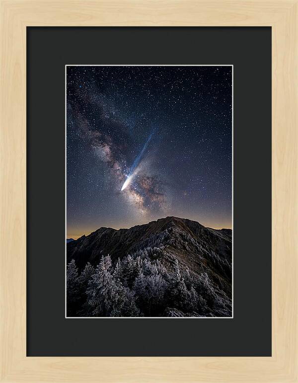 Comet Tail Over Majestic Peaks