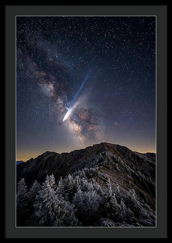 Comet Tail Over Majestic Peaks