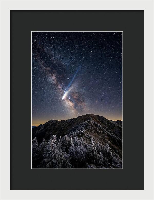 Comet Tail Over Majestic Peaks
