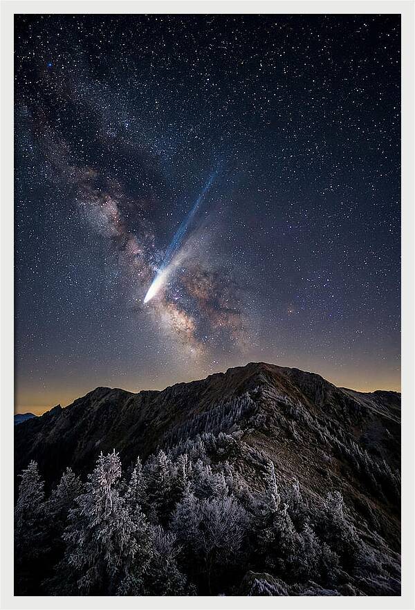 Comet Tail Over Majestic Peaks