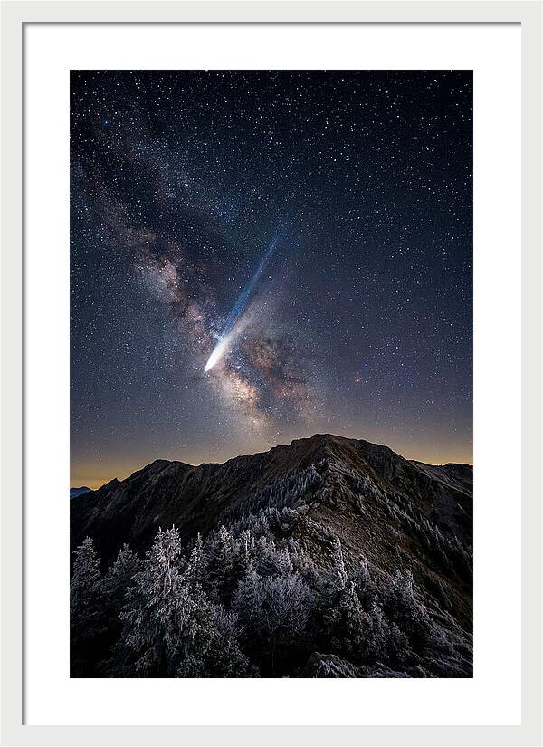 Comet Tail Over Majestic Peaks