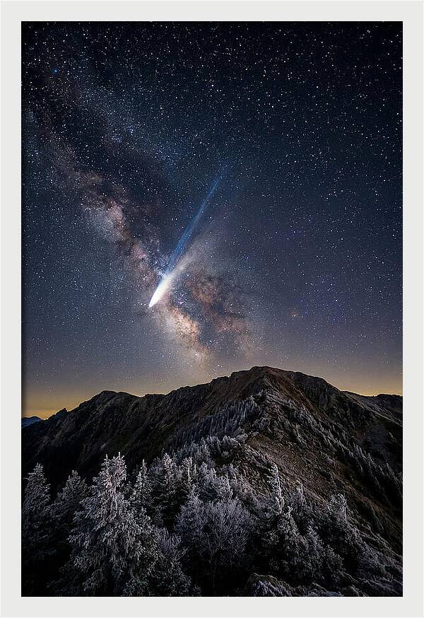 Comet Tail Over Majestic Peaks