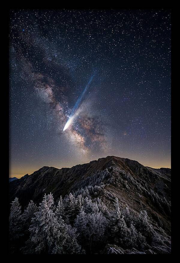 Comet Tail Over Majestic Peaks