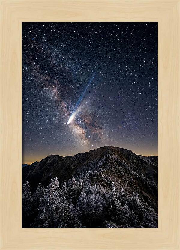 Comet Tail Over Majestic Peaks